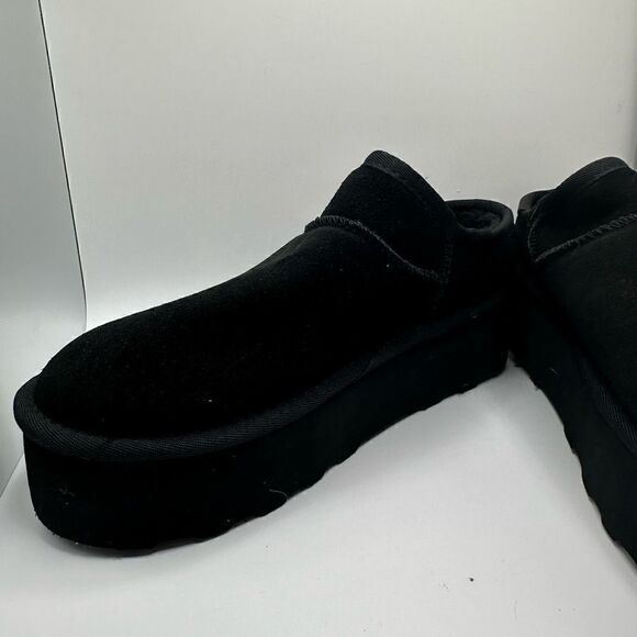 CUSHIONAIRE Women's Genuine Suede Cozy Mule Platform +Memory Foam 9 BLACK - Picture 7 of 7